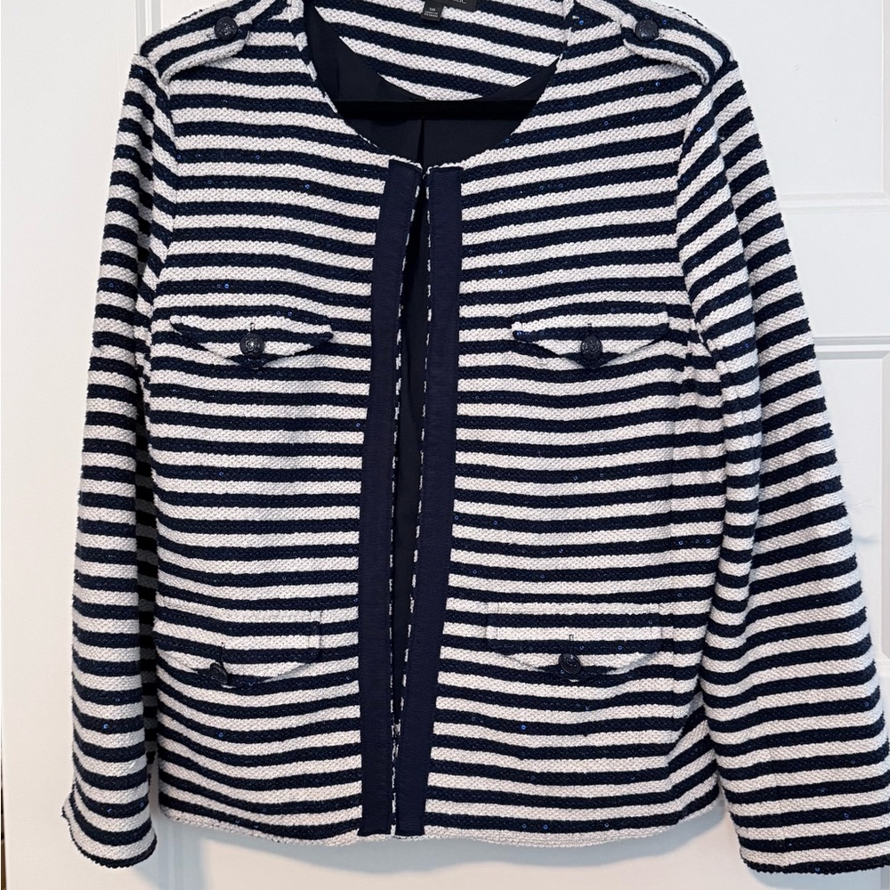 Banana Republic Navy and Cream Striped Blazer